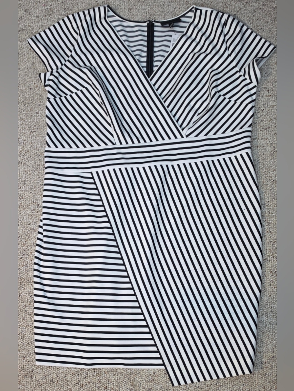 Lane Bryant navy & White Striped Faux-Wrap Midi Dress